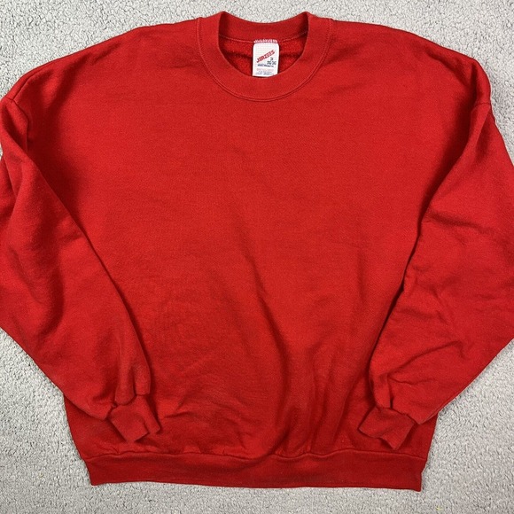 Vintage Blank Sweatshirt Mens Red Jerzees USA 90s Crewneck Pullover Sweater 3XL - Picture 1 of 5